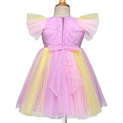 Babyhug Woven Frill Sleeves Party Dress With Sequinned Yoke & Bow Applique - Lavender