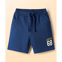 Babyhug Single Jersey Knit Half Raglan Sleeves T-Shirt & Short Set With Text Print - Navy Blue & White