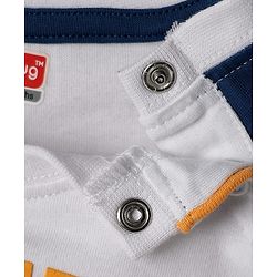 Babyhug Single Jersey Knit Half Raglan Sleeves T-Shirt & Short Set With Text Print - Navy Blue & White