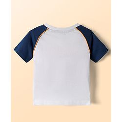 Babyhug Single Jersey Knit Half Raglan Sleeves T-Shirt & Short Set With Text Print - Navy Blue & White