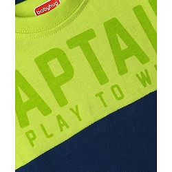 Babyhug Single Jersey Knit Half Sleeves Cut & Sew T-Shirt & Shorts Set with Text Print - Navy Blue
