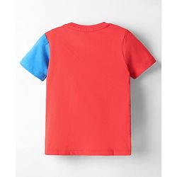 Babyhug Marvel Single Jersey Knit Half Sleeves Cut & Sew T-Shirt with Avengers Graphics - Red & Blue