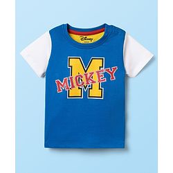 Babyhug Disney Single Jersey Knit Half Sleeves T-Shirt with Front & Back Mickey & Friends Graphics - Blue