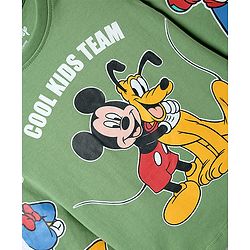Babyhug Disney Single Jersey Knit Full Sleeve T-Shirt And Joggers With Mickey & Friends Graphics - Olive Green