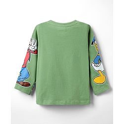 Babyhug Disney Single Jersey Knit Full Sleeve T-Shirt And Joggers With Mickey & Friends Graphics - Olive Green