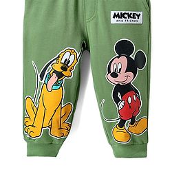 Babyhug Disney Single Jersey Knit Full Sleeve T-Shirt And Joggers With Mickey & Friends Graphics - Olive Green