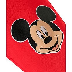 Babyhug Disney Terry Knit Full Sleeves Drop Shoulder Cut T-Shirt & Lounge Pant Set With Mickey Mouse Graphics - Royal Blue & Red