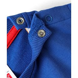 Babyhug Disney Terry Knit Full Sleeves Drop Shoulder Cut T-Shirt & Lounge Pant Set With Mickey Mouse Graphics - Royal Blue & Red