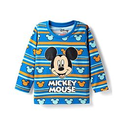 Babyhug Disney Single Jersey Knit Full Sleeves Night Suit With Mickey Mouse Graphics - Blue