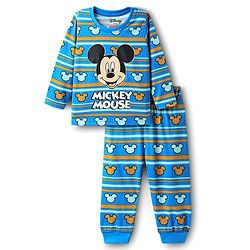 Babyhug Disney Single Jersey Knit Full Sleeves Night Suit With Mickey Mouse Graphics - Blue