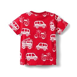 Babyhug Cotton Knit Half Sleeves Co-ord Night Suit with Vehicle Print - Red