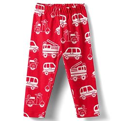 Babyhug Cotton Knit Half Sleeves Co-ord Night Suit with Vehicle Print - Red