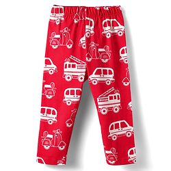 Babyhug Cotton Knit Half Sleeves Co-ord Night Suit with Vehicle Print - Red