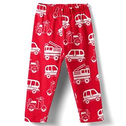 Babyhug Cotton Knit Half Sleeves Co-ord Night Suit with Vehicle Print - Red
