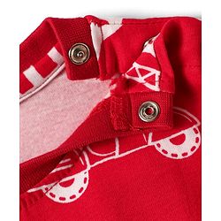Babyhug Cotton Knit Half Sleeves Co-ord Night Suit with Vehicle Print - Red