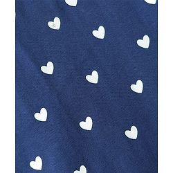 Babyhug Cotton Knit Frill Sleeves Nighty With Heart Print - Navy Blue