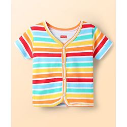 Babyhug 100% Cotton Interlock Knit Half Sleeves Front Open jhabla with Stripe Design & Star Print Pack of 5 - Multicolor