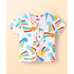 Babyhug 100% Cotton Interlock Knit Half Sleeves Front Open jhabla with Stripe Design & Star Print Pack of 5 - Multicolor