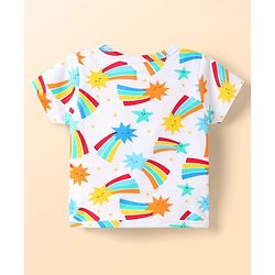 Babyhug 100% Cotton Interlock Knit Half Sleeves Front Open jhabla with Stripe Design & Star Print Pack of 5 - Multicolor