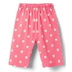 Babyhug Cotton Knit Half Sleeves Capri Night Suit With Floral Print - Green & Pink