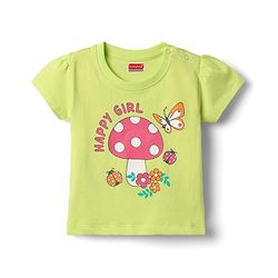 Babyhug Cotton Knit Half Sleeves Capri Night Suit With Floral Print - Green & Pink