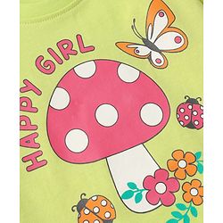 Babyhug Cotton Knit Half Sleeves Capri Night Suit With Floral Print - Green & Pink
