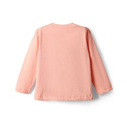 Babyhug Cotton Knit Full Sleeves Night Suit With Peach Print - Peach