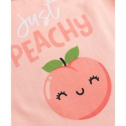 Babyhug Cotton Knit Full Sleeves Night Suit With Peach Print - Peach