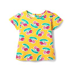 Babyhug Cotton Knit Half Sleeves Co-ords Short Night Suit With Tropical Print - Yellow