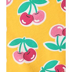 Babyhug Cotton Knit Half Sleeves Co-ords Short Night Suit With Tropical Print - Yellow