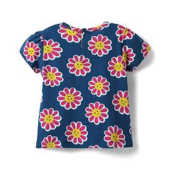 Babyhug Cotton Knit Half Sleeves Shorts Co-Ord Night Suit With Floral Print - Navy Blue