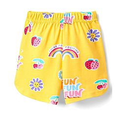 Babyhug 100% Cotton Knit Half Sleeves Co-ords Short Night Suit With Floral Print - Yellow