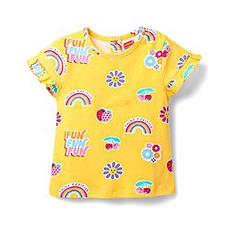 Babyhug Cotton Knit Half Sleeves Co-ords Short Night Suit With Floral Print - Yellow
