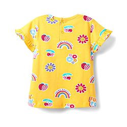 Babyhug Cotton Knit Half Sleeves Co-ords Short Night Suit With Floral Print - Yellow