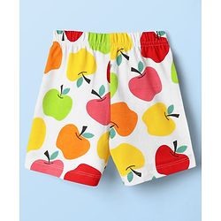 Babyhug Cotton Knit Half Sleeves Co-ords Shorts Night Suit With Tropical Theme Print - White