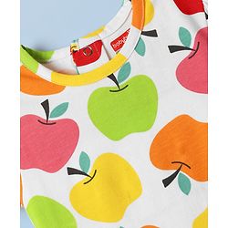 Babyhug Cotton Knit Half Sleeves Co-ords Shorts Night Suit With Tropical Theme Print - White