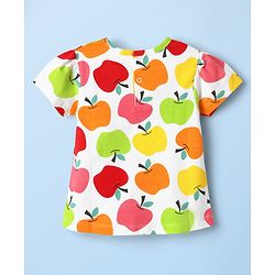 Babyhug Cotton Knit Half Sleeves Co-ords Shorts Night Suit With Tropical Theme Print - White