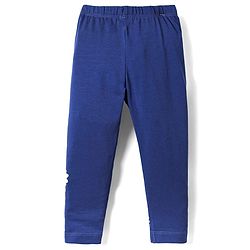 Babyhug Cotton Lycra Knit Full Length Leggings with Floral Print - Navy Blue