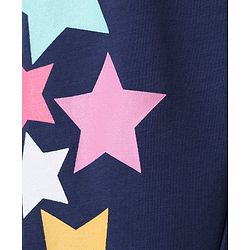 Babyhug Cotton Lycra Knit Full Length Leggings with Star Print - Navy Blue