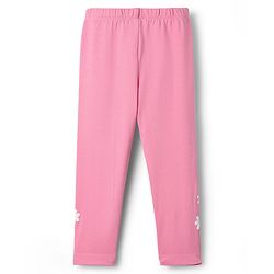 Babyhug Cotton Lycra Knit Full Length Leggings with Floral Print - Pink