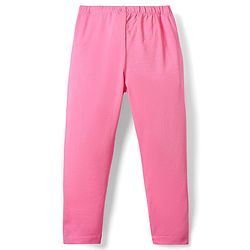 Babyhug Cotton Lycra Knit Full Length Leggings with Heart Embroidery - Pink