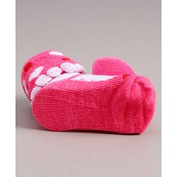 Cute Walk by Babyhug Socks With Heart Print & Applique - Dark Pink