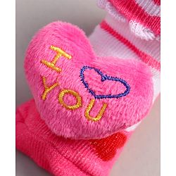 Cute Walk by Babyhug Socks With Heart Print & Applique - Dark Pink