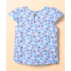 Babyhug 100% Cotton Knit Half Sleeves T-Shirts with Tropical Theme Polka Dots Print & Checks Pack of 3 - Light Blue Pink & White