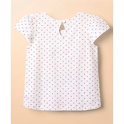 Babyhug 100% Cotton Knit Half Sleeves T-Shirts with Tropical Theme Polka Dots Print & Checks Pack of 3 - Light Blue Pink & White