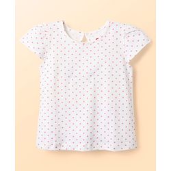 Babyhug 100% Cotton Knit Half Sleeves T-Shirts with Tropical Theme Polka Dots Print & Checks Pack of 3 - Light Blue Pink & White