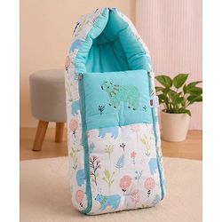Babyhug Premium Muslin Sleeping Bag Bear Print - Multicolor| Easy Zipper Closure| New Born Gifting| Boys & Girls| Warm and Cozy| Travel Friendly
