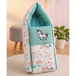 Babyhug Premium Muslin Sleeping Bag Bear Print - Multicolor| Easy Zipper Closure| New Born Gifting| Boys & Girls| Warm and Cozy| Travel Friendly