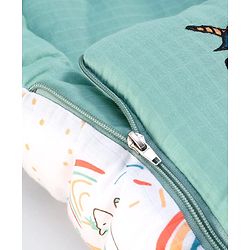 Babyhug Premium Muslin Sleeping Bag Bear Print - Multicolor| Easy Zipper Closure| New Born Gifting| Boys & Girls| Warm and Cozy| Travel Friendly