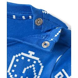 Babyhug Cotton Knit Full Sleeves Night Suit with Text Print - Blue